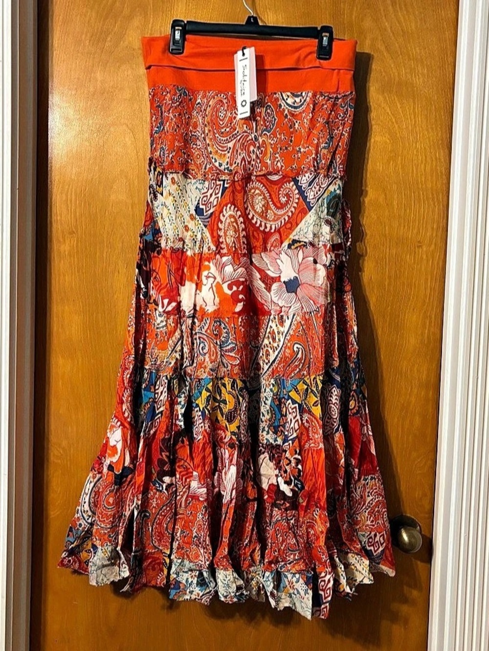 Solitaire Paisley Maxi Dress in Orange NWT